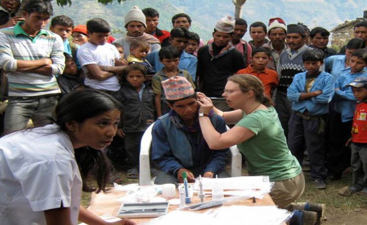 Health camp volunteering in village